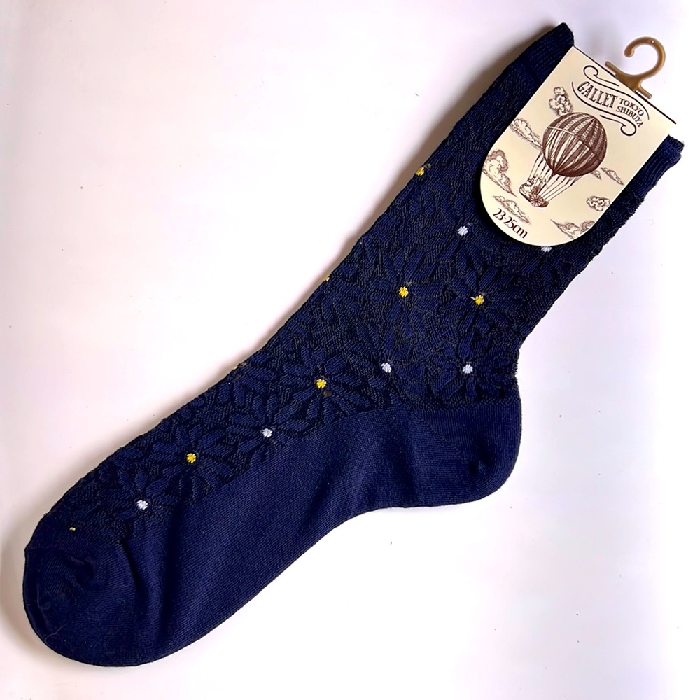 Tokyo Shibuya GALLET socks Daisy Navy blue